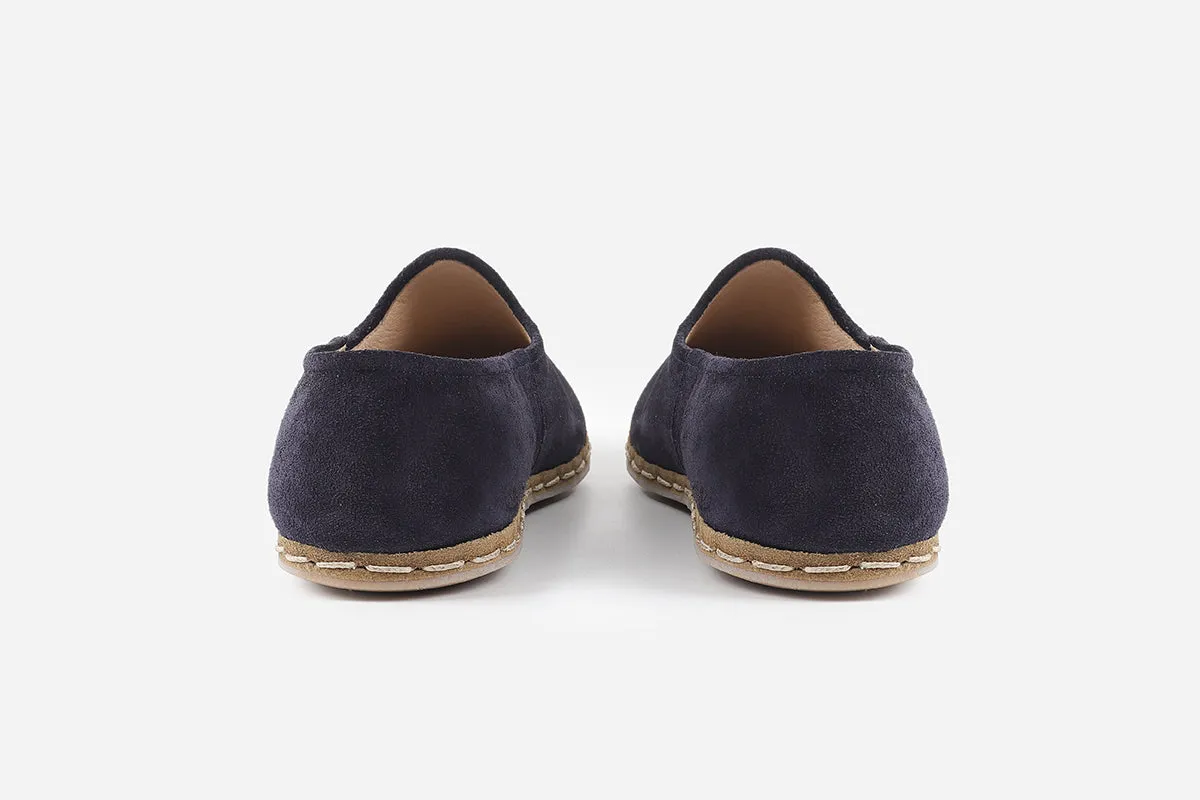 Velvet Midnight Blue Handmade Suede Loafers (Men's)