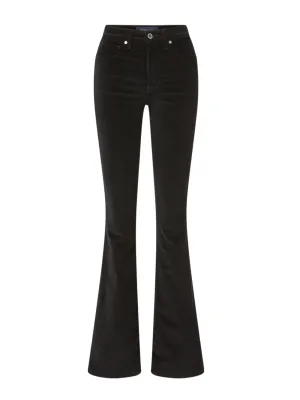 Veronica Beard Beverly Velvet Skinny-Flare Jean in Black