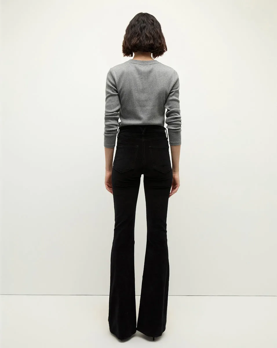 Veronica Beard Beverly Velvet Skinny-Flare Jean in Black