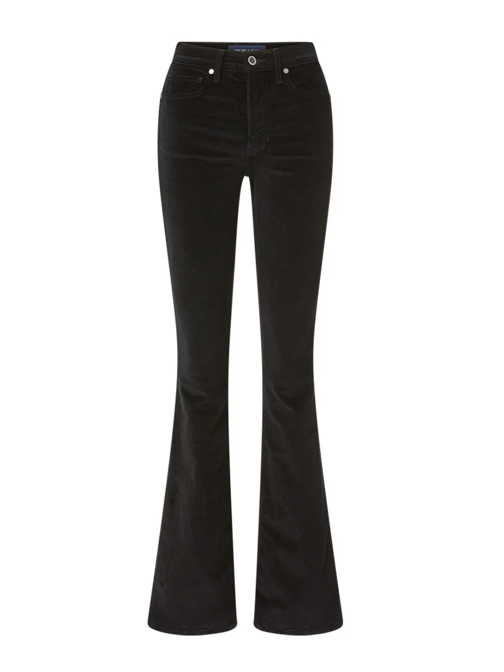 Veronica Beard Beverly Velvet Skinny-Flare Jean in Black