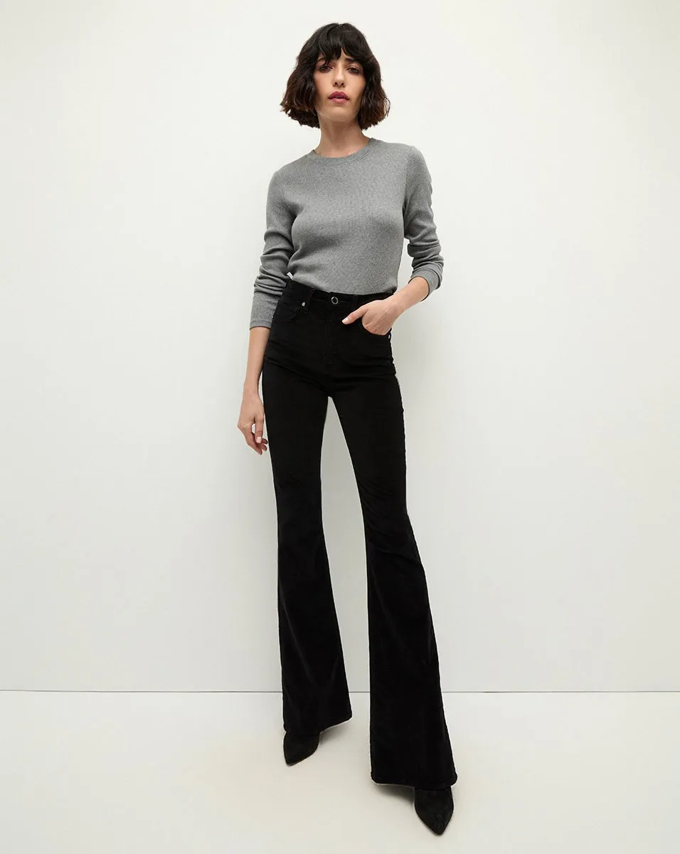 Veronica Beard Beverly Velvet Skinny-Flare Jean in Black