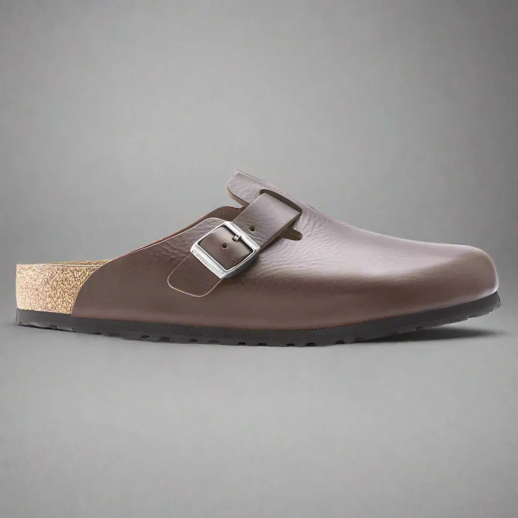 Vintage Brown Leather Pedestal Platforms Clogs - Clogs