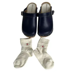 Vintage Rare Bramhults Tratofflor Sweden Navy Clogs Girl’s Sz.5