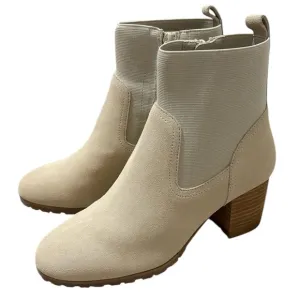 Violet &amp; Red Tan Ankle Boots with Loaded Knit Cuff and Rounded Toe, NWOB -Size 6