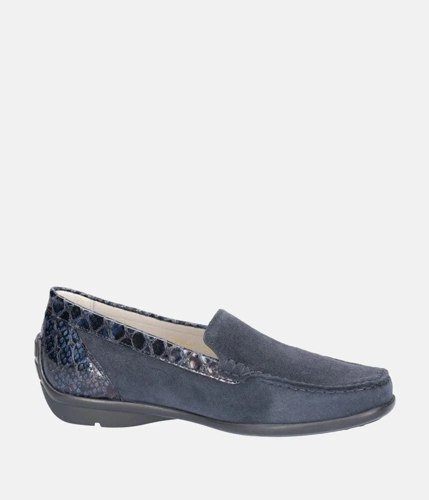 Waldlaufer Classic Navy Blue Suede Loafers