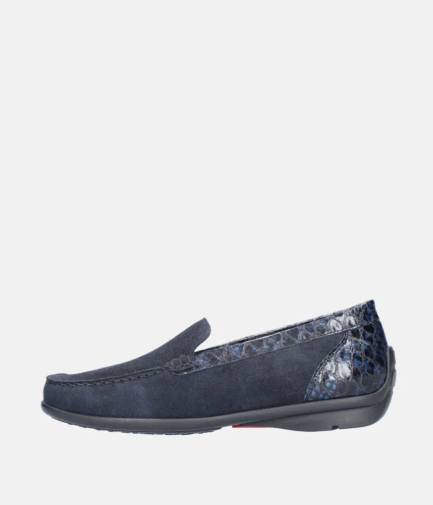 Waldlaufer Classic Navy Blue Suede Loafers