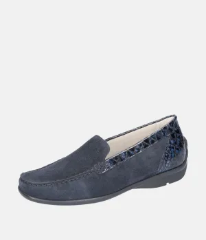 Waldlaufer Classic Navy Blue Suede Loafers