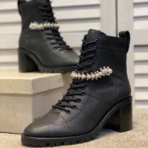 Woman Crystal Mid Heel Ankle Boots