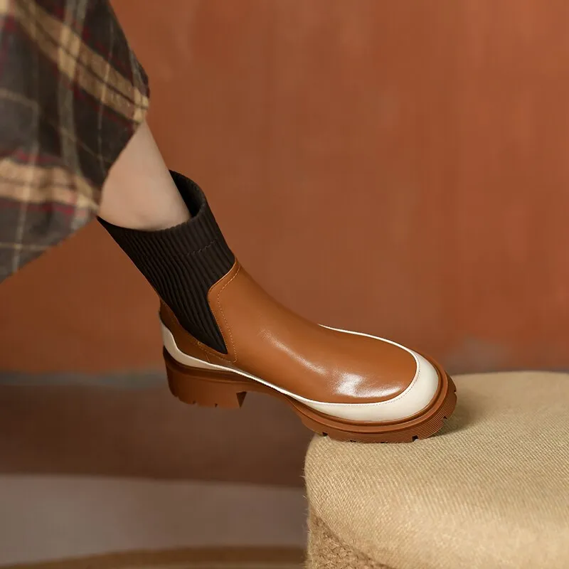 Women  Square heel Ankle Martin Boot