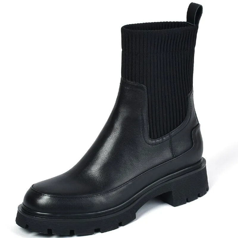 Women  Square heel Ankle Martin Boot