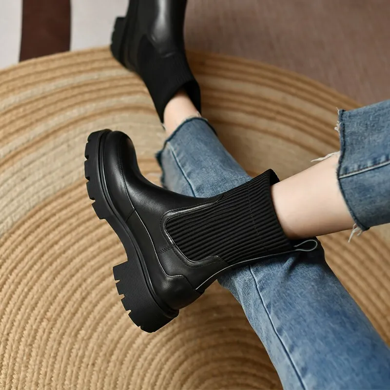 Women  Square heel Ankle Martin Boot