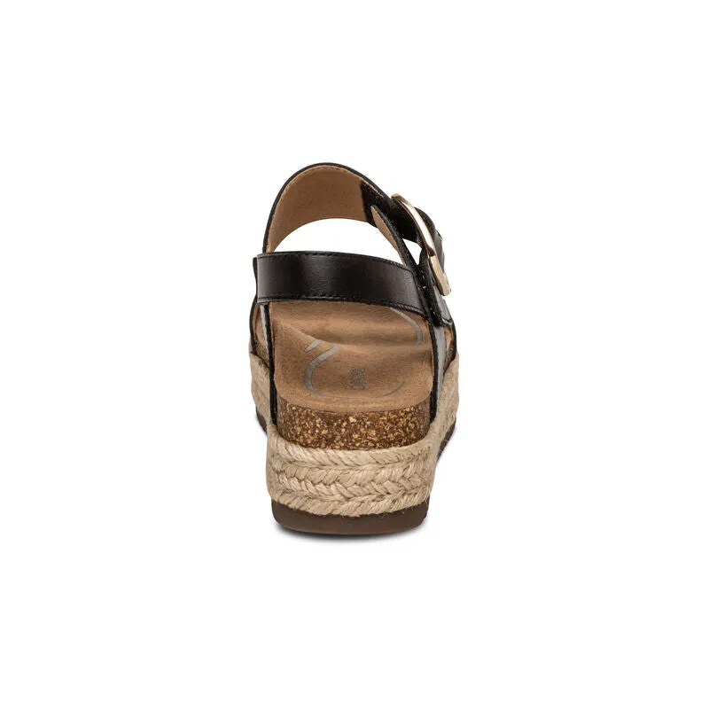 WOMEN'S AETREX VANIA ARCH SUPPORT PLATFORM SANDAL | BLACK
