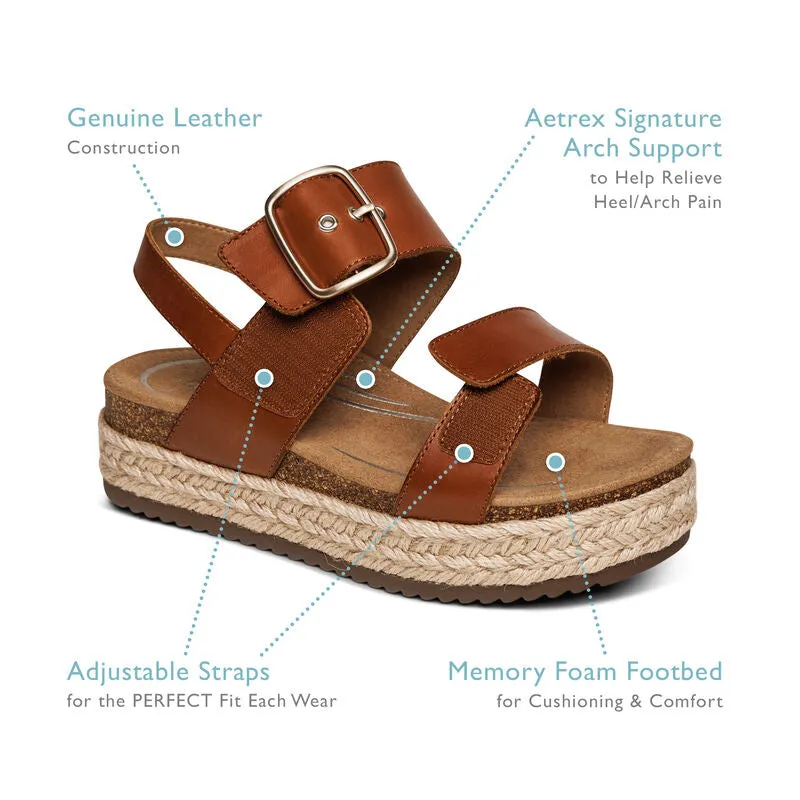 WOMEN'S AETREX VANIA ARCH SUPPORT PLATFORM SANDAL | BLACK