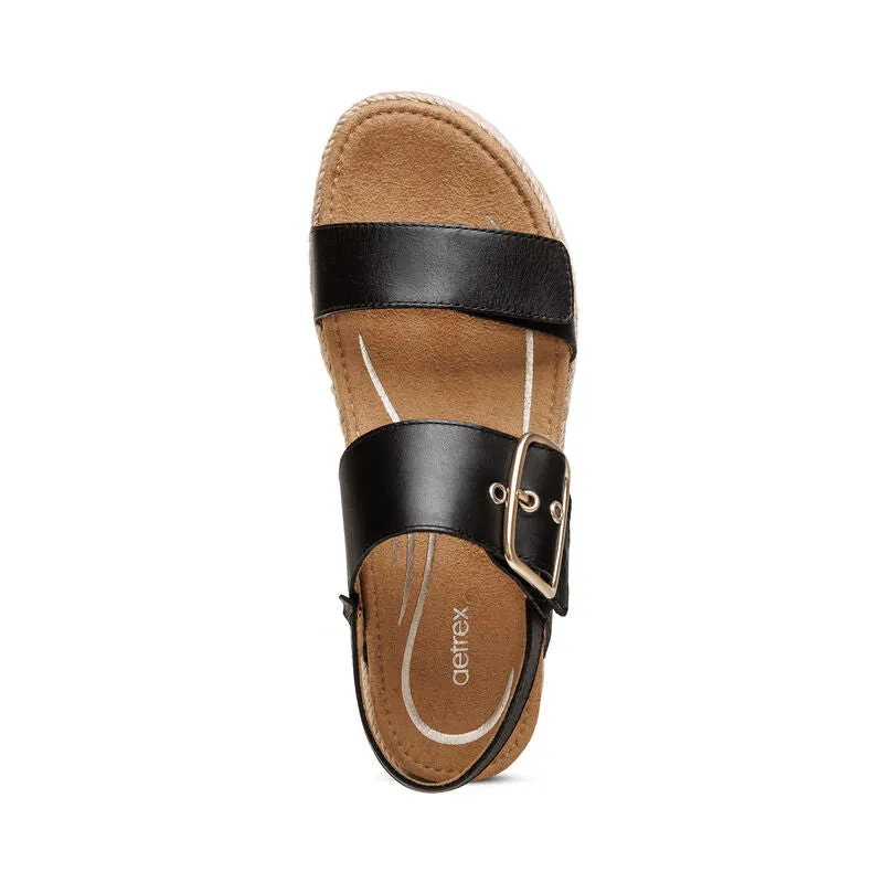 WOMEN'S AETREX VANIA ARCH SUPPORT PLATFORM SANDAL | BLACK