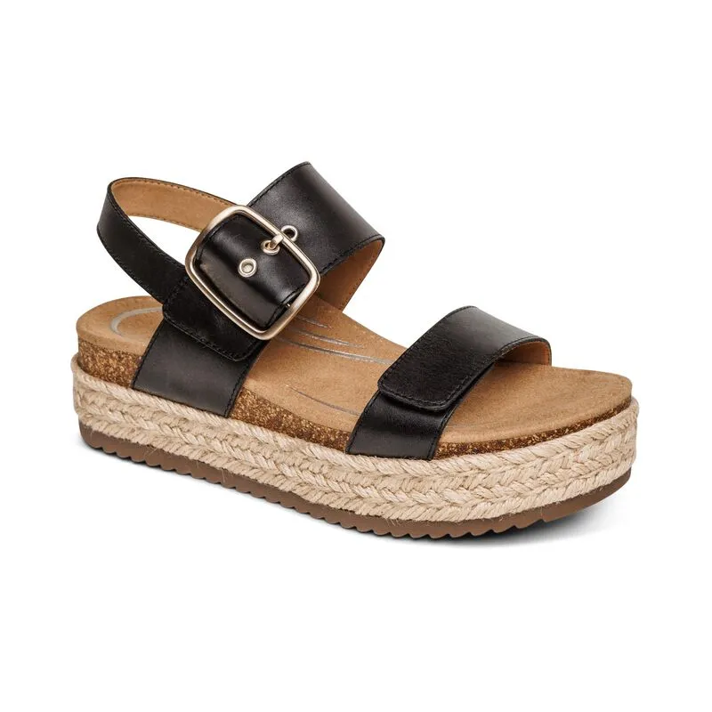 WOMEN'S AETREX VANIA ARCH SUPPORT PLATFORM SANDAL | BLACK