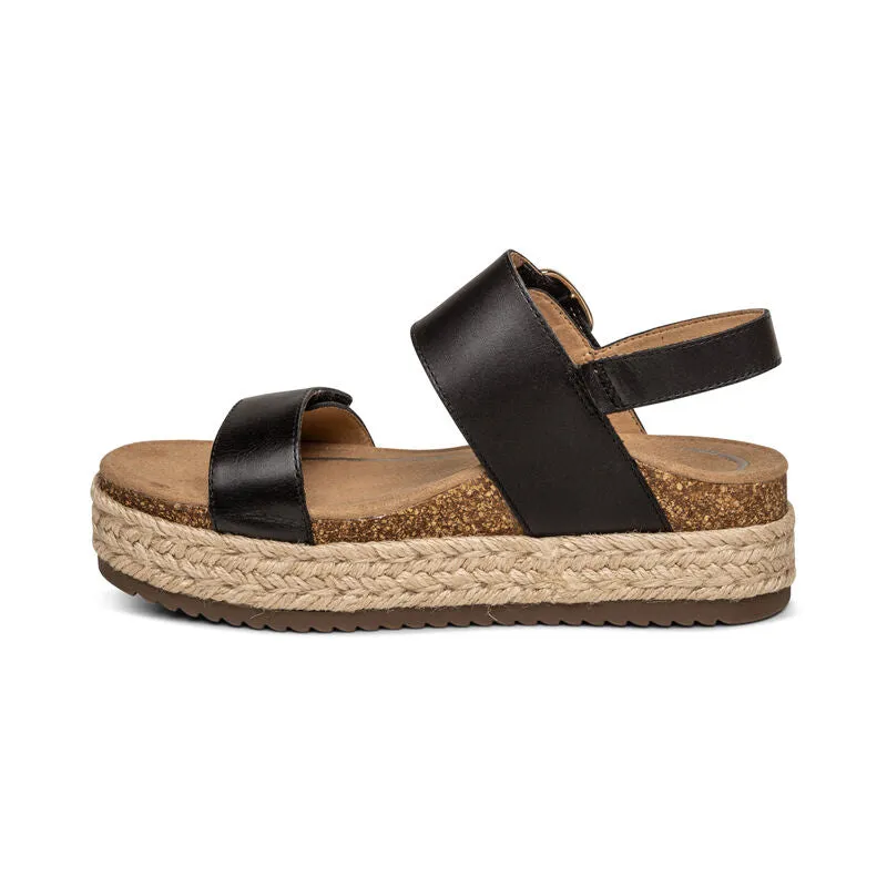 WOMEN'S AETREX VANIA ARCH SUPPORT PLATFORM SANDAL | BLACK