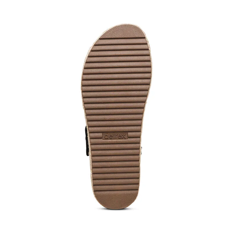 WOMEN'S AETREX VANIA ARCH SUPPORT PLATFORM SANDAL | BLACK
