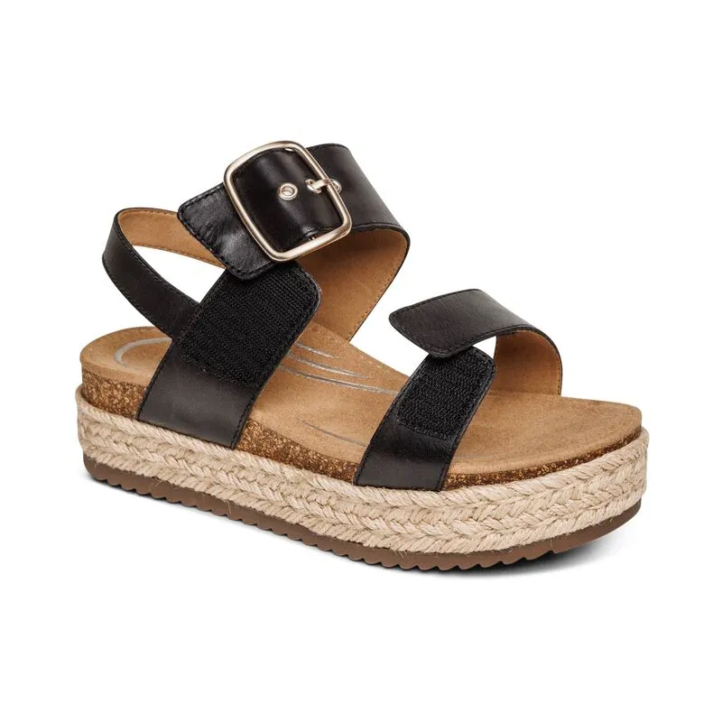 WOMEN'S AETREX VANIA ARCH SUPPORT PLATFORM SANDAL | BLACK