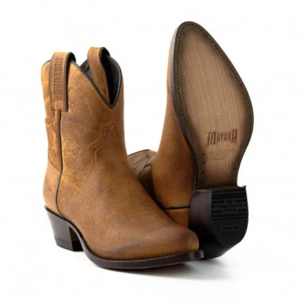 Women's Cowboy Boots or Ankle Boots Handcrafted Brown Leather 2374 Texanas