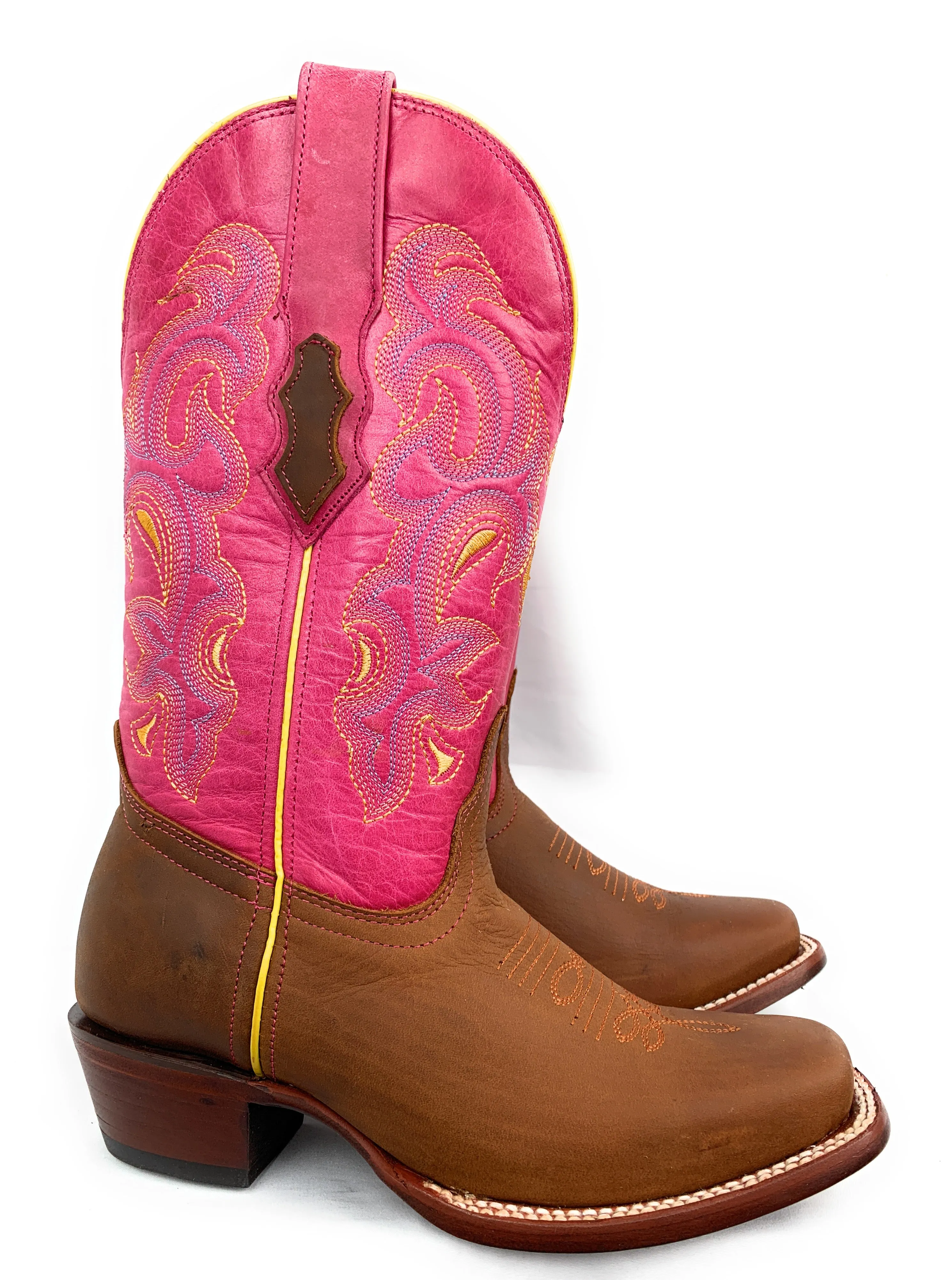 Women's Quincy Pink Square Toe Cowgirl Boots