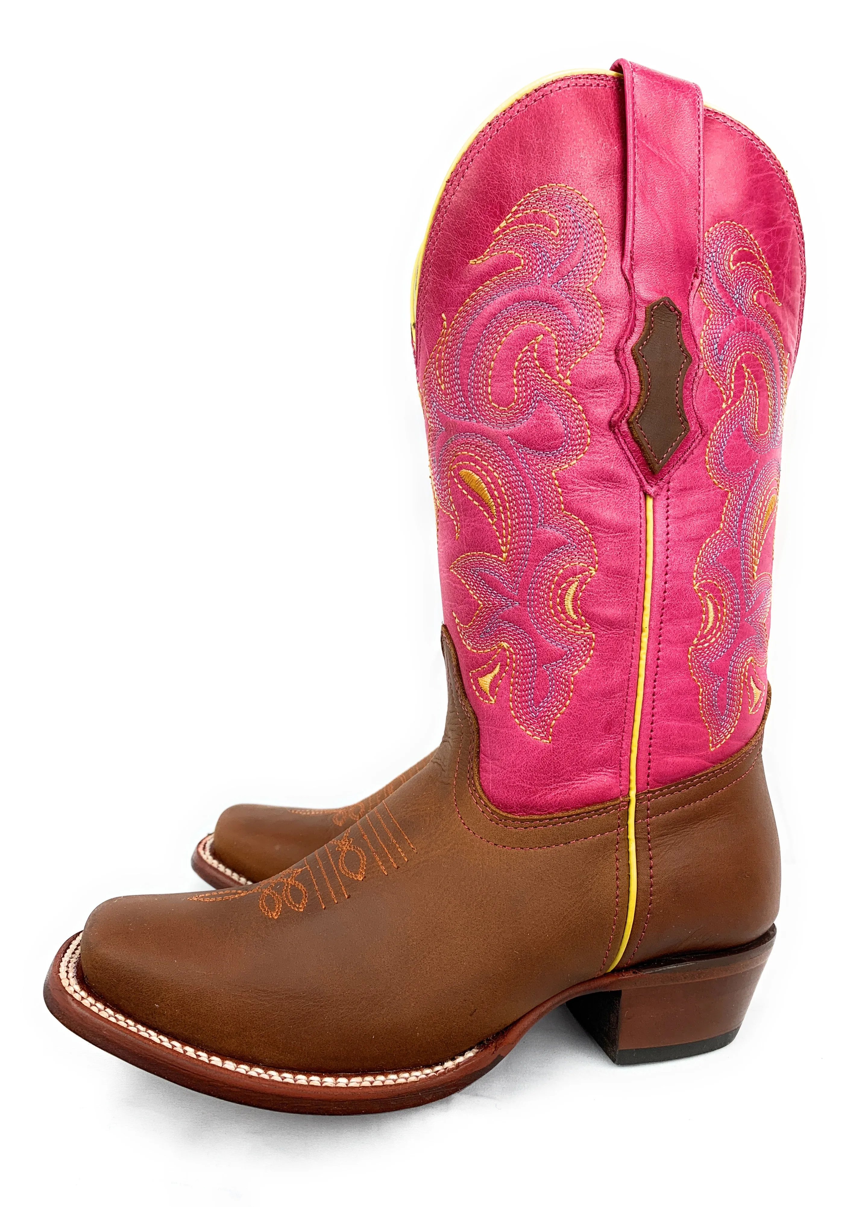 Women's Quincy Pink Square Toe Cowgirl Boots