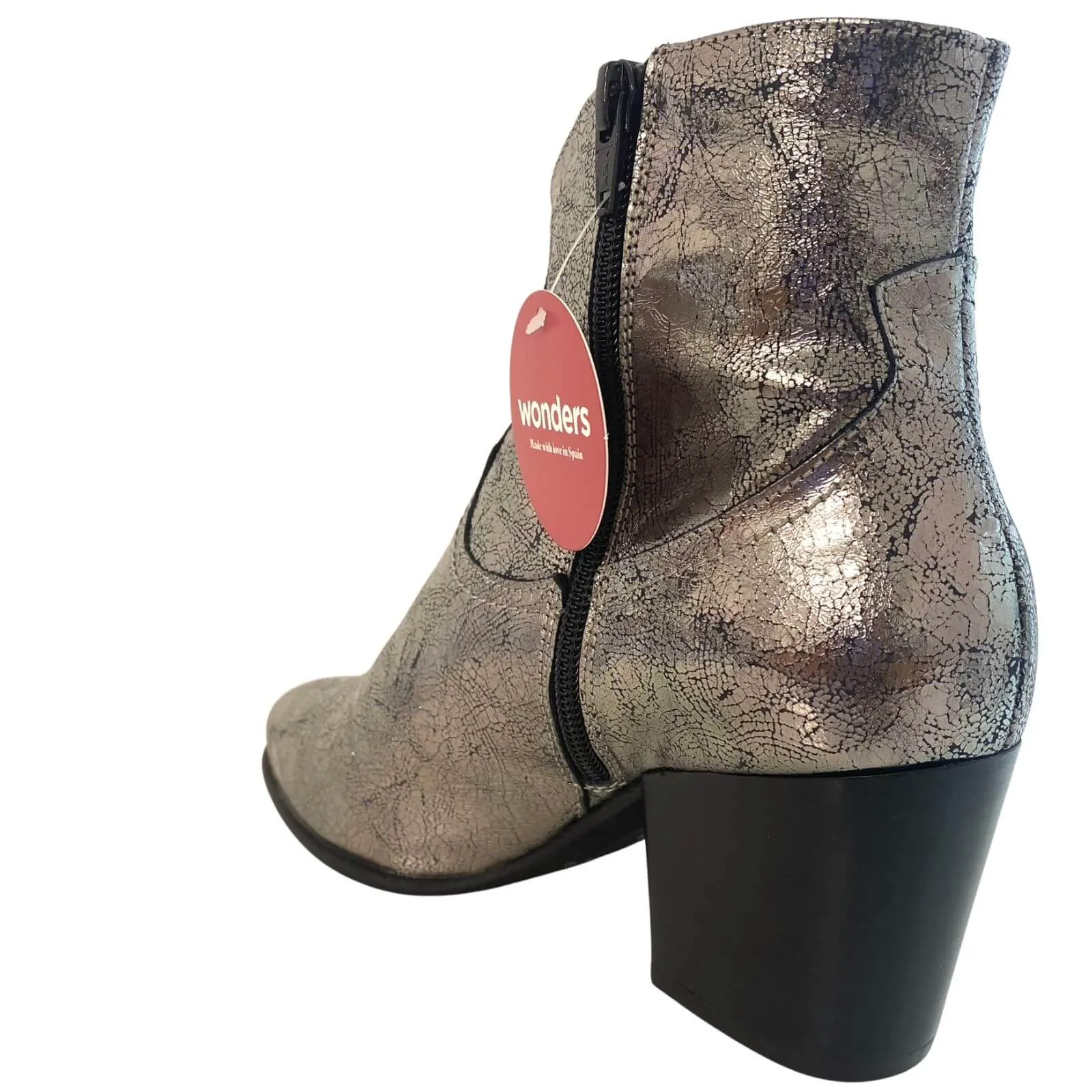 Wonders Silver Metallic Leather Western Boots