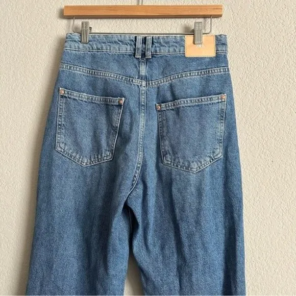 Zara Super High Rise Rigid Straight Leg Denim Jeans Women’s Size