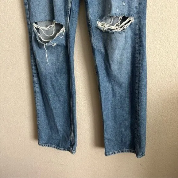 Zara Super High Rise Rigid Straight Leg Denim Jeans Women’s Size