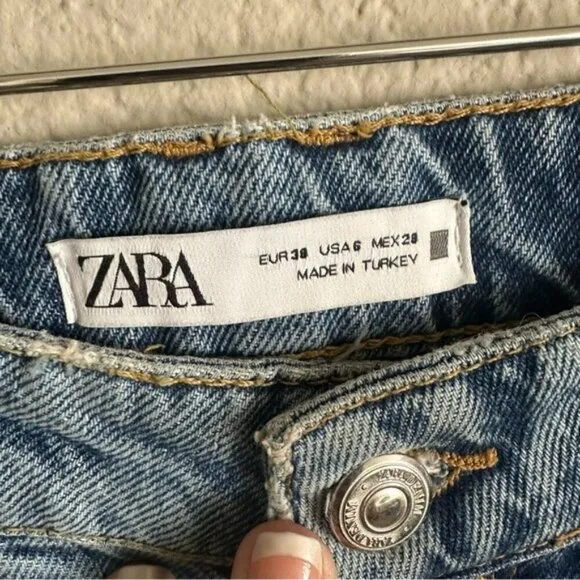 Zara Super High Rise Rigid Straight Leg Denim Jeans Women’s Size