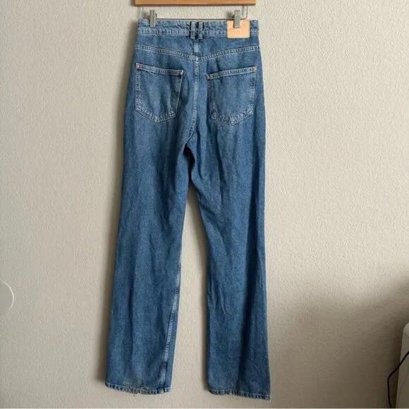 Zara Super High Rise Rigid Straight Leg Denim Jeans Women’s Size