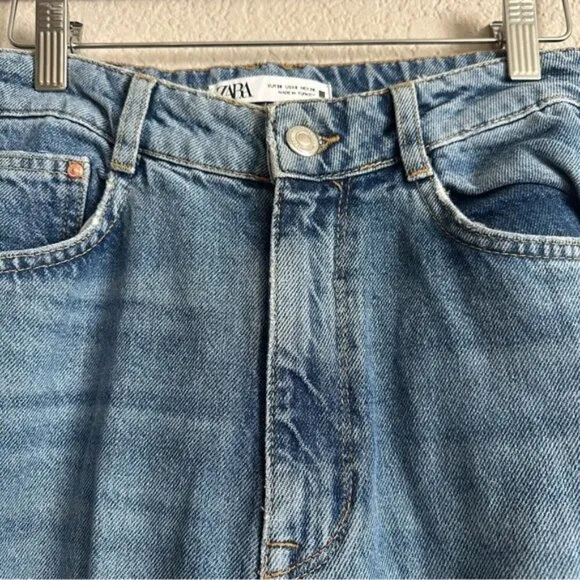 Zara Super High Rise Rigid Straight Leg Denim Jeans Women’s Size